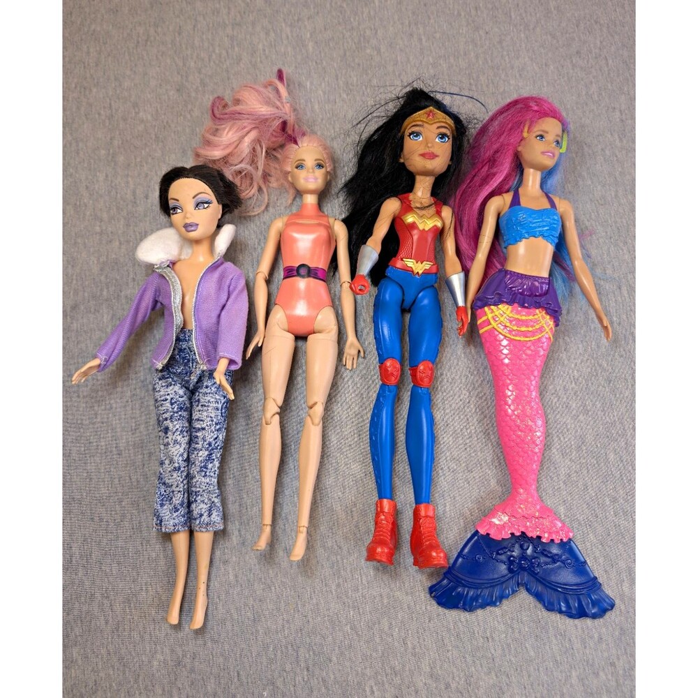 Wonder Woman & Dreamtopia Mermaid, My Scene, Pop Reveal Barbies Lot of 4